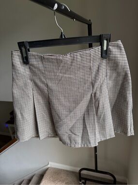 Primark Houndstooth Pleated Mini Skort - Black & Cream